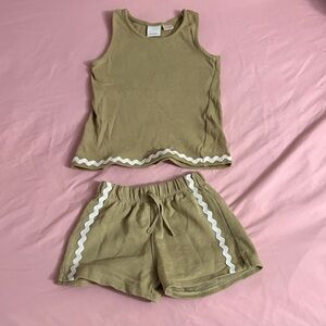 Zara Kids Matching Set in Olive and White